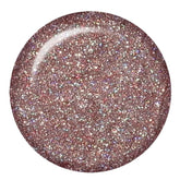 ibd Flash Gel Dreamy swatch, rose gold glitter shade with multidimensional sparkle for gel manicures.